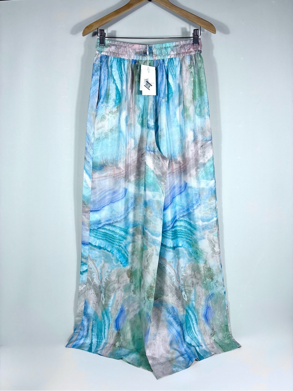 Zimmermann Illuminate Agate Print Silk Track Pants Blue US 6 NWT - Picture 10 of 17